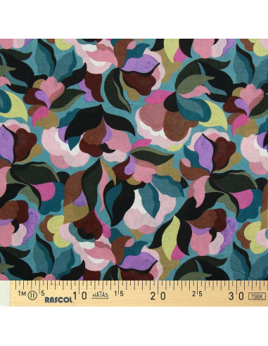 Fancy viscose fabric - Abiva blue stone and pink