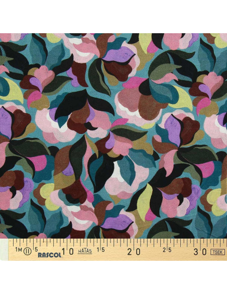 Fancy viscose fabric - Abiva blue stone and pink