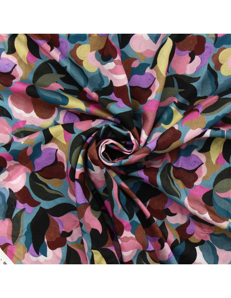 Fancy viscose fabric - Abiva blue stone and pink