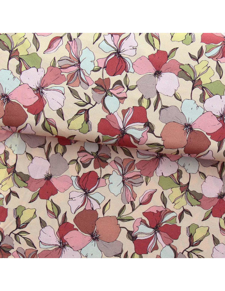 Fancy viscose fabric - Yze apricot and pink