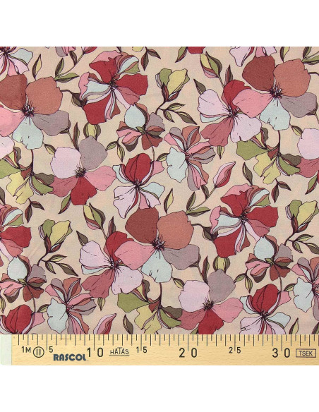 Fancy viscose fabric - Yze apricot and pink