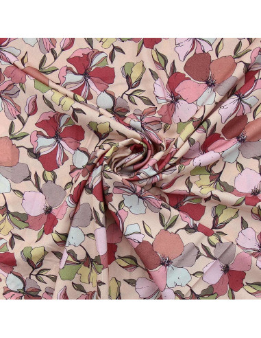 Fancy viscose fabric - Yze apricot and pink
