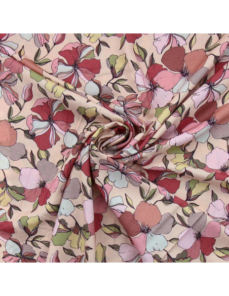Fancy viscose fabric - Yze apricot and pink