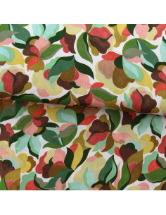Fancy viscose fabric - Abiva petal and green