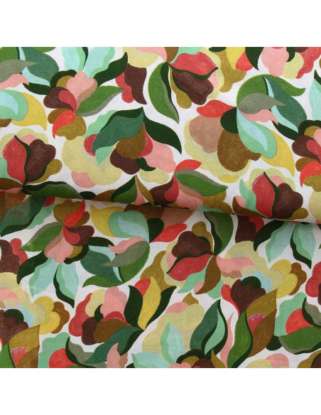 Fancy viscose fabric - Abiva petal and green