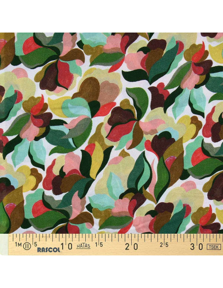 Fancy viscose fabric - Abiva petal and green