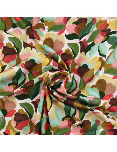 Fancy viscose fabric - Abiva petal and green
