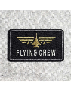 Flying Crew iron-on patch airplane - Black and gold