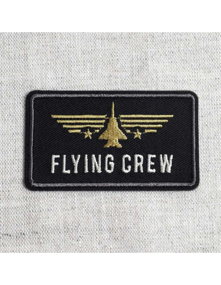 Flying Crew iron-on patch airplane - Black and gold