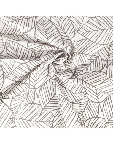 Fancy cotton poplin fabric - Gray leaf