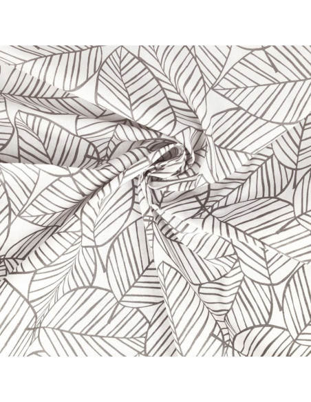 Fancy cotton poplin fabric - Gray leaf