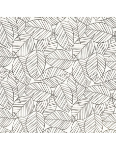 Fancy cotton poplin fabric - Gray leaf 2