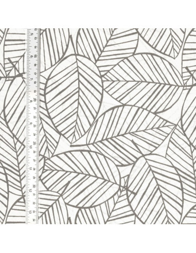 Fancy cotton poplin fabric - Gray leaf