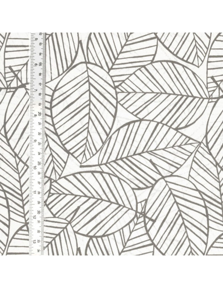 Fancy cotton poplin fabric - Gray leaf