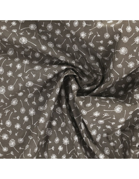 Fancy cotton poplin fabric - Taupe umbel