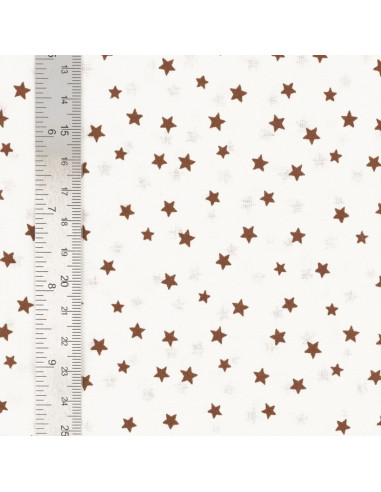 Fancy cotton poplin fabric - Brown star