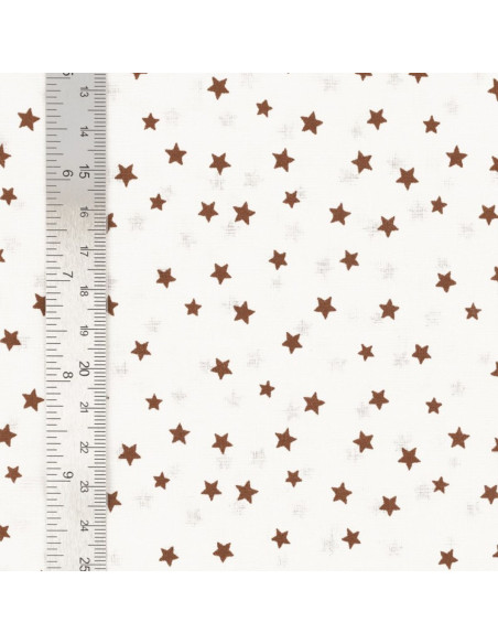 Fancy cotton poplin fabric - Brown star