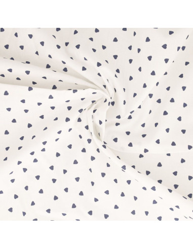 Fancy cotton poplin fabric - Indigo heart