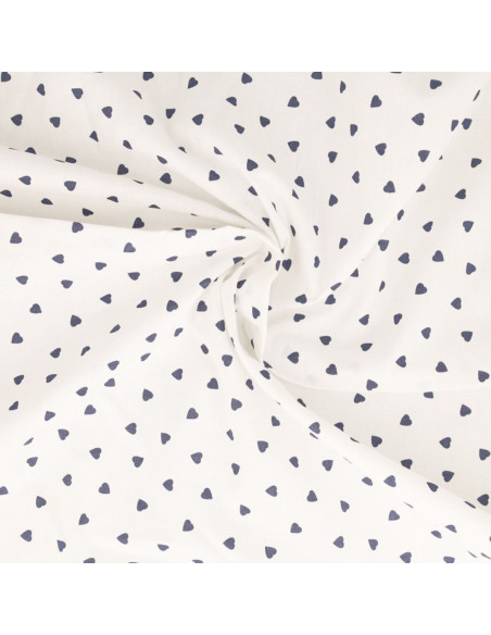 Fancy cotton poplin fabric - Indigo heart