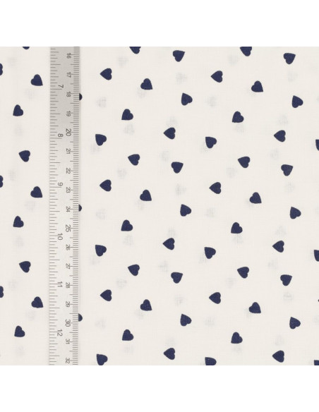 Fancy cotton poplin fabric - Indigo heart