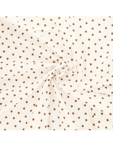 Fancy cotton poplin fabric - Brown heart