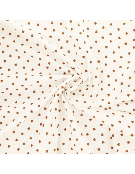 Fancy cotton poplin fabric - Brown heart