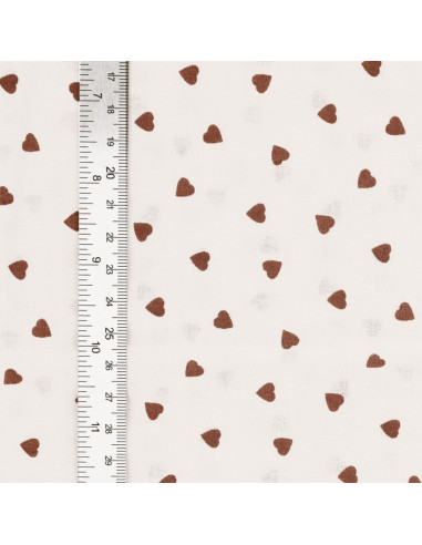 Fancy cotton poplin fabric - Brown heart