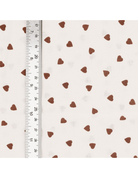 Fancy cotton poplin fabric - Brown heart