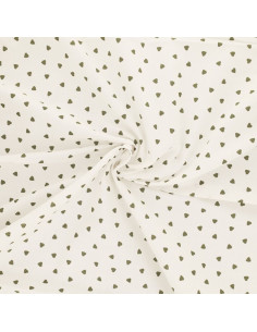 Fancy cotton poplin fabric - Khaki heart