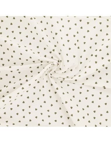 Fancy cotton poplin fabric - Khaki heart