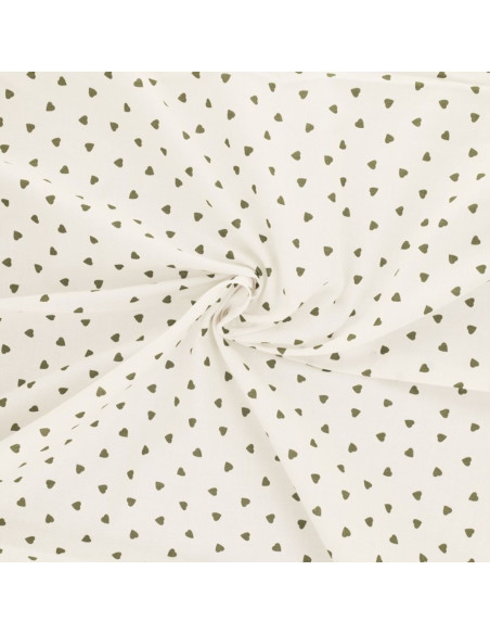 Fancy cotton poplin fabric - Khaki heart