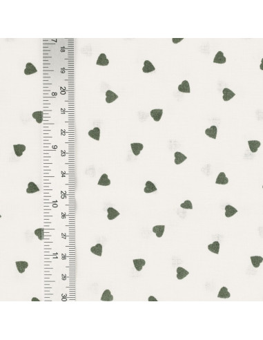 Fancy cotton poplin fabric - Khaki heart