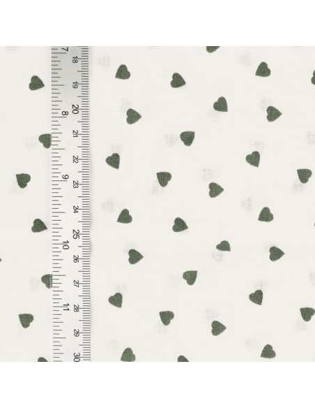 Fancy cotton poplin fabric - Khaki heart