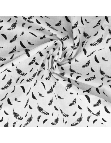 Fancy cotton poplin fabric - Black feather