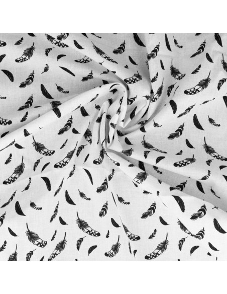 Fancy cotton poplin fabric - Black feather