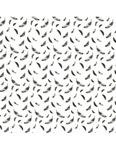 Fancy cotton poplin fabric - Black feather 2