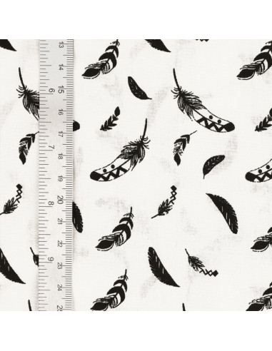 Fancy cotton poplin fabric - Black feather