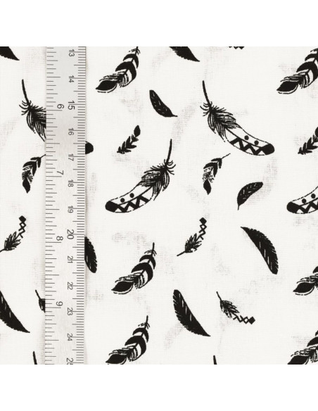 Fancy cotton poplin fabric - Black feather