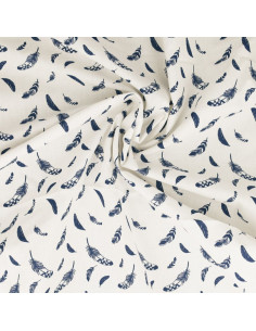 Fancy cotton poplin fabric - Indigo feather
