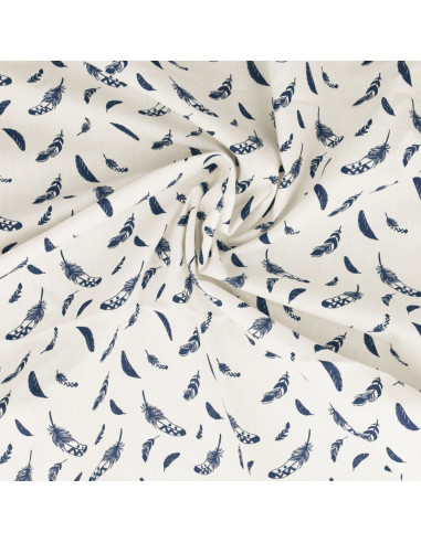 Fancy cotton poplin fabric - Indigo feather