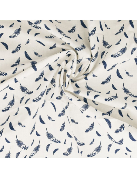 Fancy cotton poplin fabric - Indigo feather