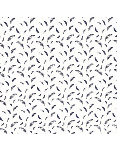Fancy cotton poplin fabric - Indigo feather