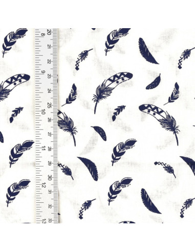 Fancy cotton poplin fabric - Indigo feather