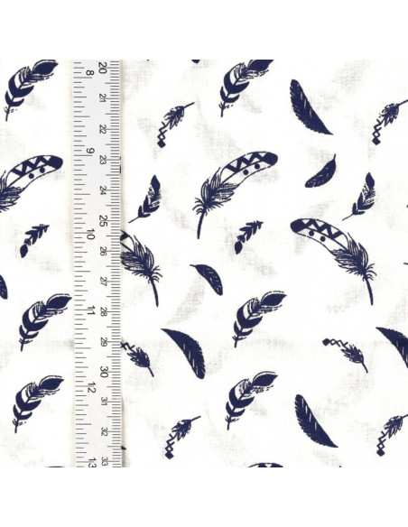 Fancy cotton poplin fabric - Indigo feather
