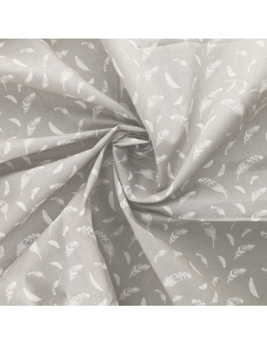 Fancy cotton poplin fabric - Gray feather
