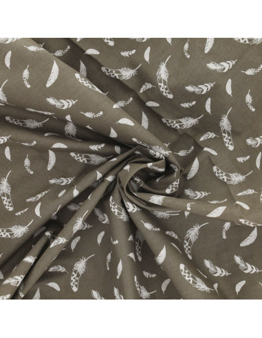 Fancy cotton poplin fabric - Taupe feather