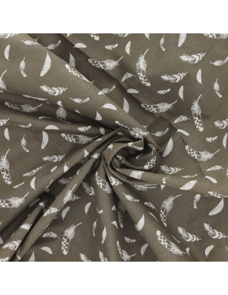 Fancy cotton poplin fabric - Taupe feather