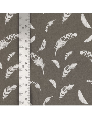 Fancy cotton poplin fabric - Taupe feather