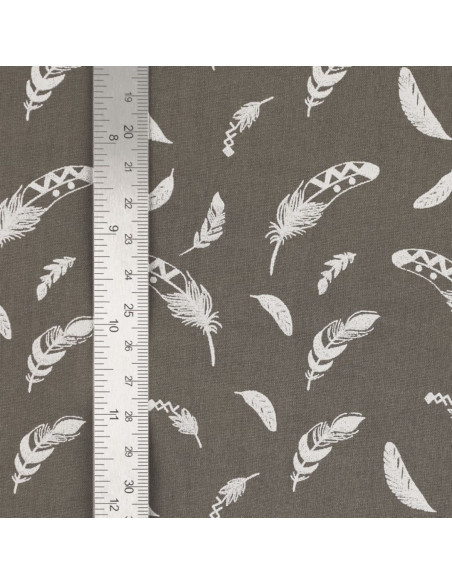 Fancy cotton poplin fabric - Taupe feather