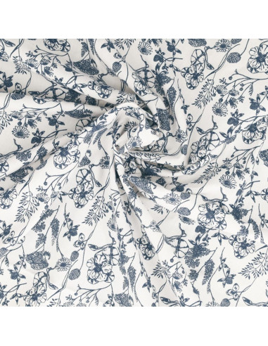 Fancy cotton poplin fabric - Nadine indigo